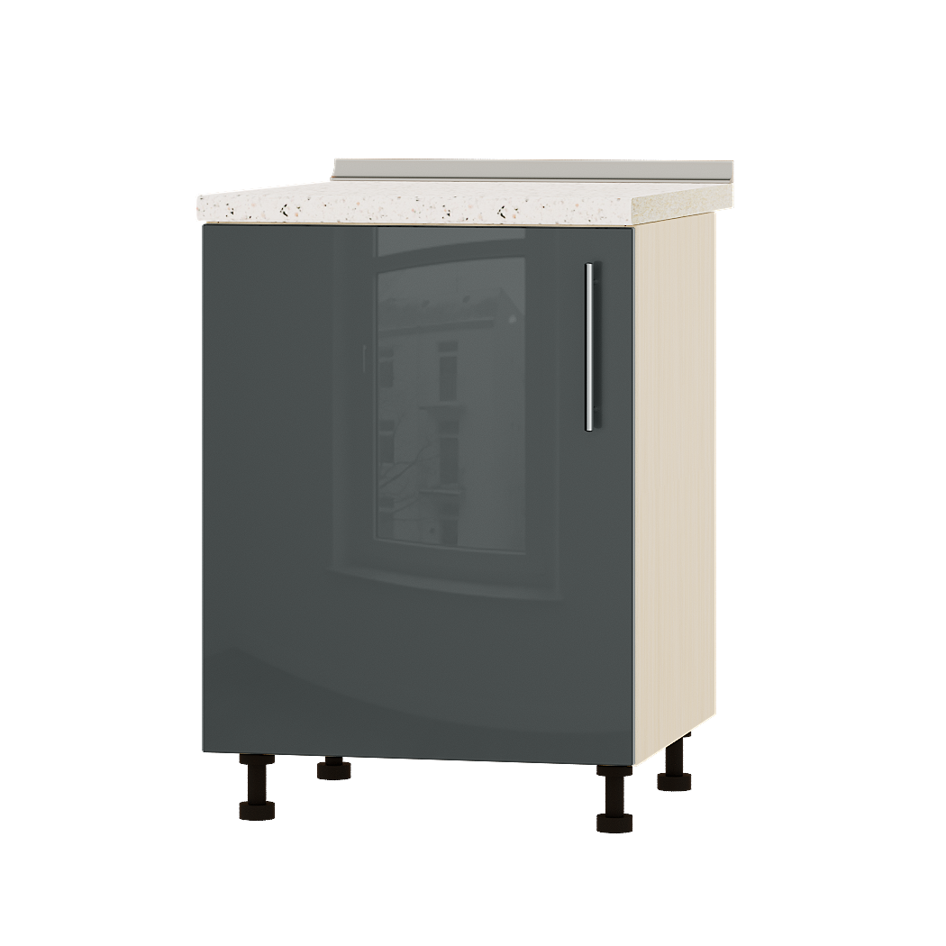 Шафа нижня Еверест Акріл модуль Низ Н83-600 60х47х85 см Антрацит глянець/Дуб Молочний (04629)