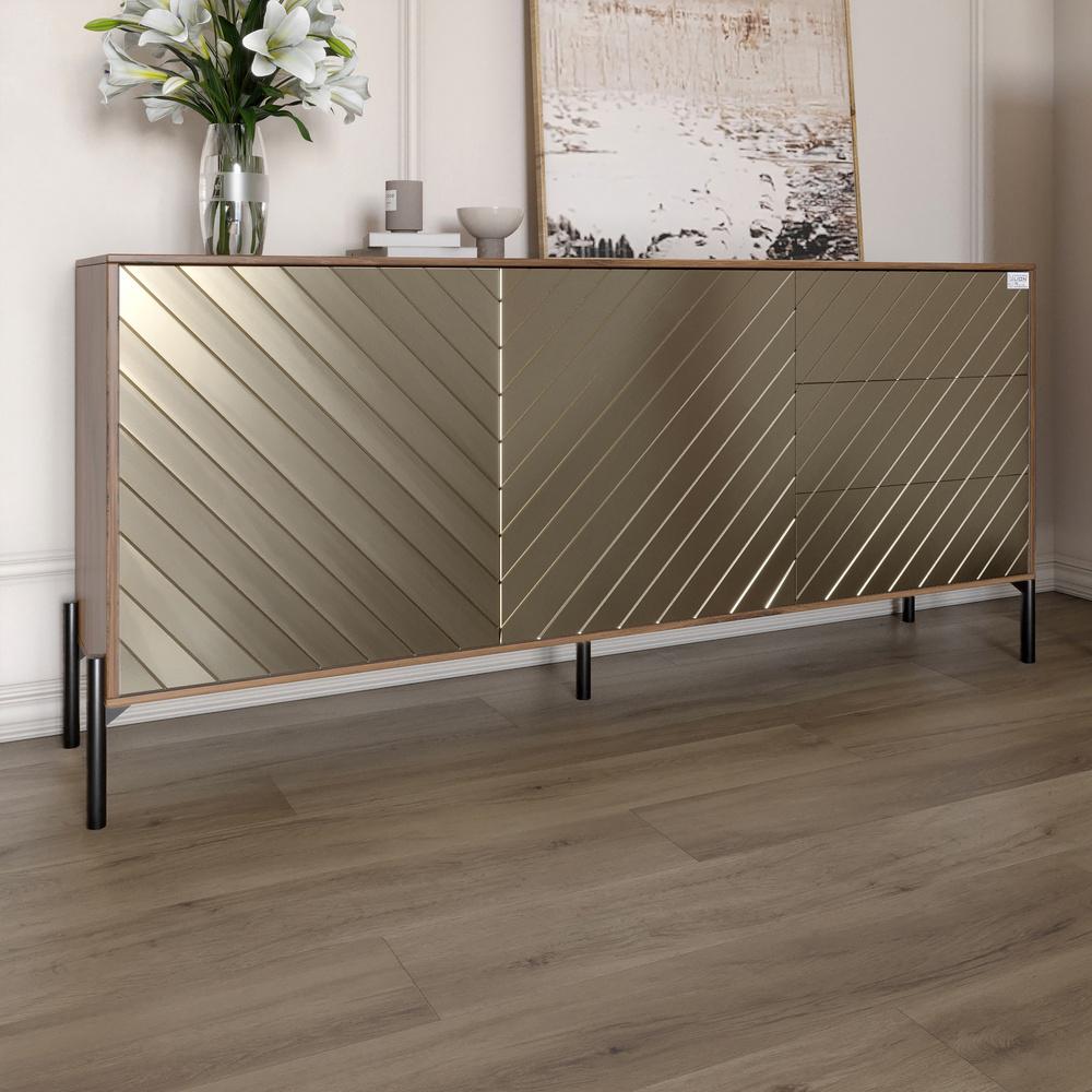 Комод Lion Амарант з чорними металевими ніжками 168x40x76,5 см Дуб Ліворно/Перламутровий металік (000-000-1895)