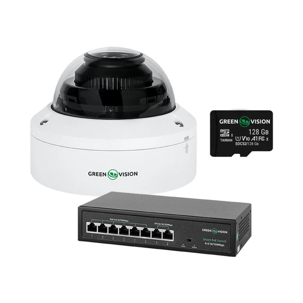 Комплект видеонаблюдения GreenVision GV-804 на 1 IP камеру с функцией распознавания лиц с картой памяти microSDHC 128 Гб (26711519) Комплект видеонаблюдения GreenVision GV-804 на 1 IP камеру с функцией распознавания лиц с картой памяти microSDHC 128 Гб (26711519)
