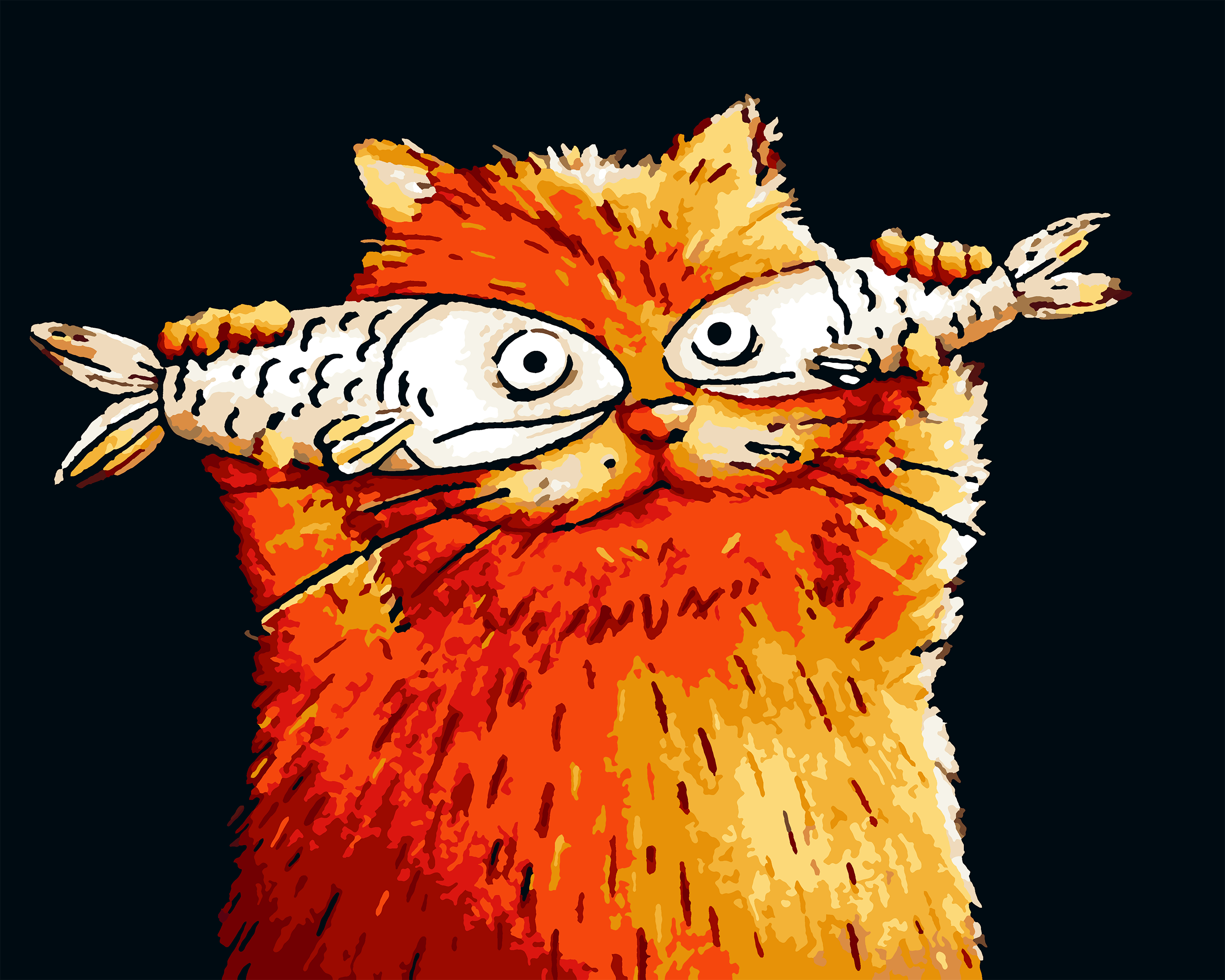 Картина за номерами Riviera Blanca Котячий перформанс 40x50 см без коробки (RB-0190)