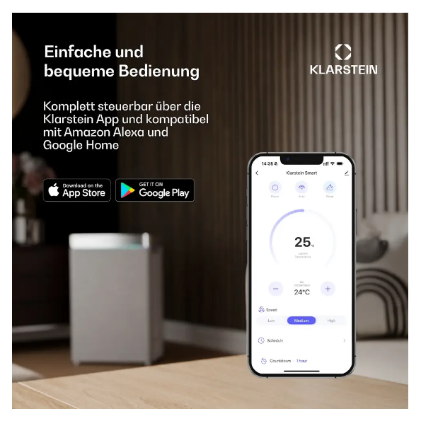 Кондиционер мобильный на колесах для дома KLARSTEIN Max Breeze Smart 15000 БТЕ (10035742) - фото 7 Кондиционер мобильный на колесах для дома KLARSTEIN Max Breeze Smart 15000 БТЕ (10035742) - фото 7