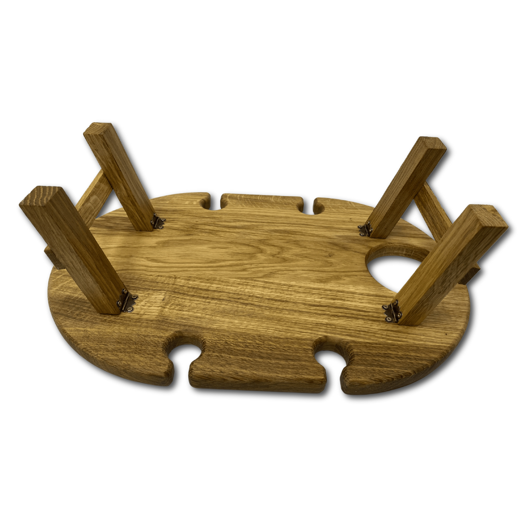 Поднос складной из черешни на 4 бокала с отверстием для бутылки 47х37 см (G79) - фото 4