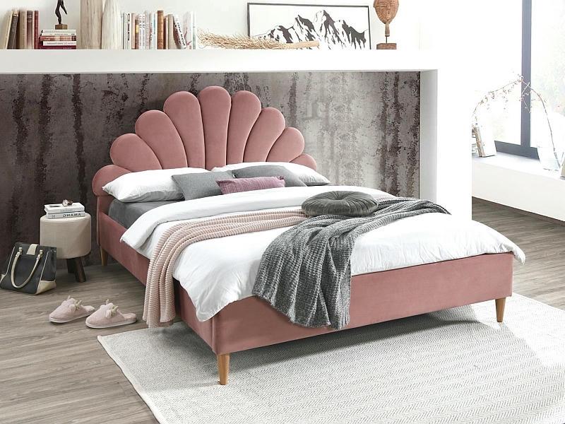 Ліжко двоспальне Signal SANTANA VELVET 160x200 Антична троянда/Дуб (SANTANAV160RDN)