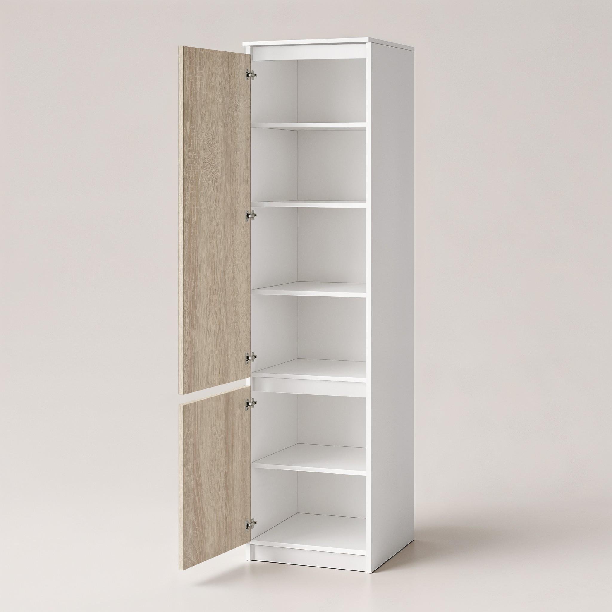Шкаф-пенал с полками T-217 500х498х2117 мм Белый/Дуб Сонома - фото 2
