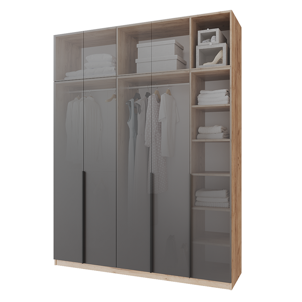 Шкаф распашной с антресолью Меблітренд Чиназес Чиа-2000.5 2000х500х2550 мм Дуб крафт золотой/Графитовый (26862400) - фото 3 Шкаф распашной с антресолью Меблітренд Чиназес Чиа-2000.5 2000х500х2550 мм Дуб крафт золотой/Графитовый (26862400) - фото 3