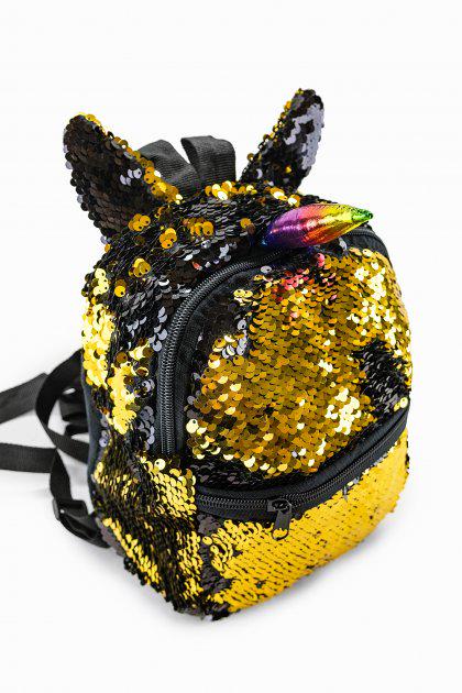 Детский рюкзак перевертыш с пайетками Единорожка Черный/Золотой - фото 2
