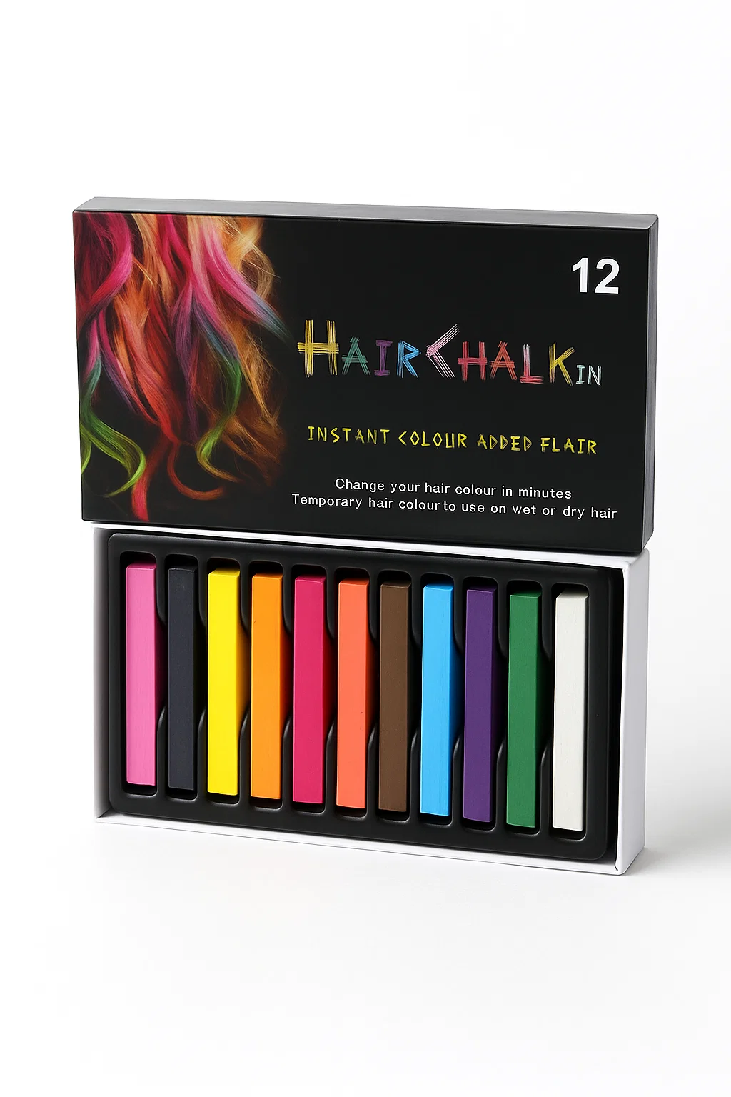 Набір дитячої крейди для волосся Hair Chalk змивні 8 см 12 шт. Різнокольоровий (27656479)