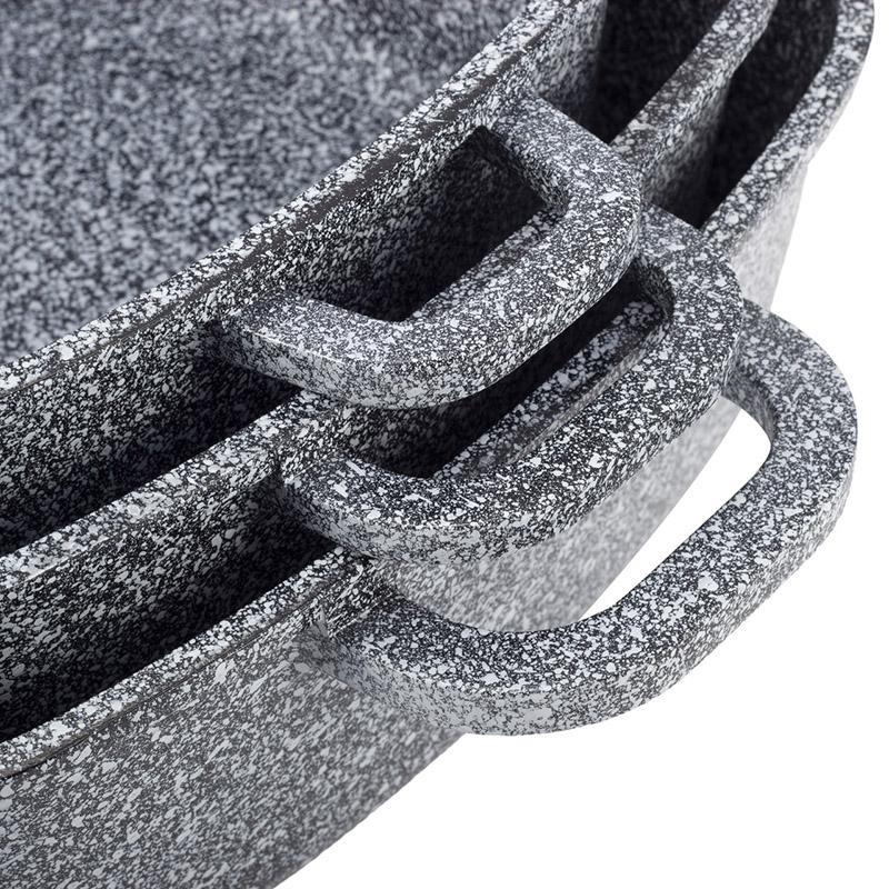 Набор квадратных кастрюль Ofenbach Snow Marble с двумя прихватками 2,3/4,4/6,5 л - фото 5