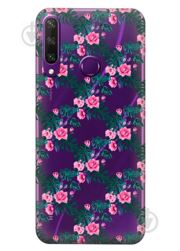 Прозрачный силиконовый чехол iSwag для Huawei Y6p с рисунком - Цветочная лиана (KS2343)