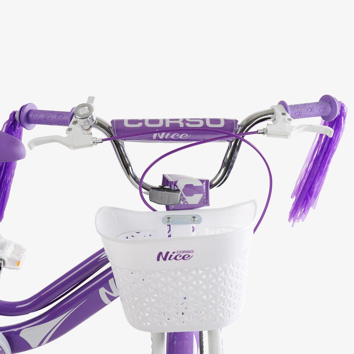 Велосипед двоколісний дитячий Corso Nice 18" з кошиком та багажником Фіолетовий - фото 7