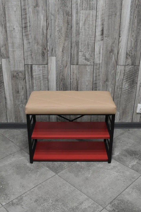 Банкетка для взуття металева з м'яким сидінням 32х47-60 см Рожевий (2590818797)