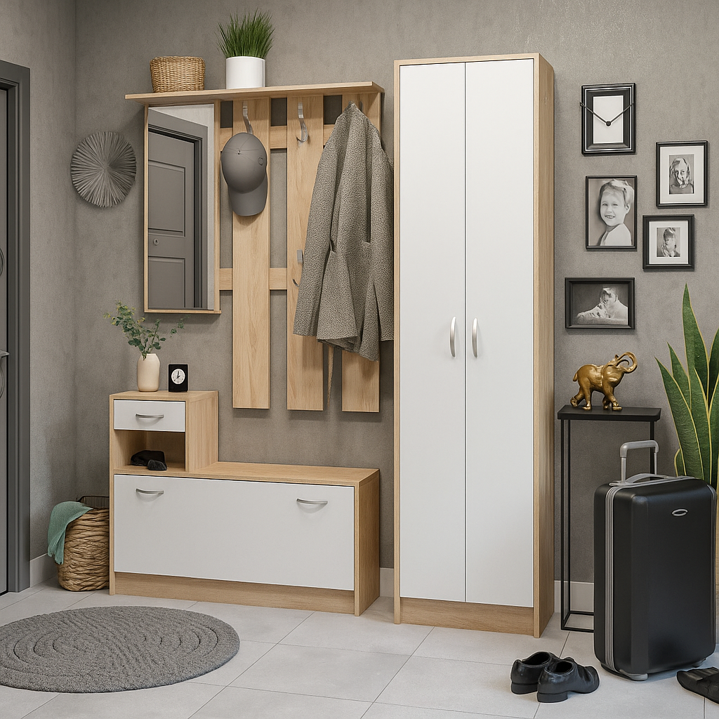 Прихожая Мебель Сервис Тандем 155х28х191 см Дуб самоа/Белый (30233900)