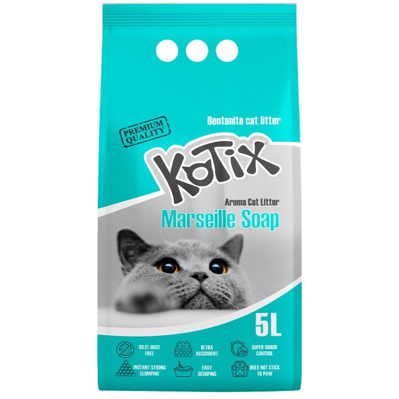 Бентонитовый наполнитель для туалета кошек Kotix Marseille Soap с ароматом марсельского мыла 5 л (3126745931)