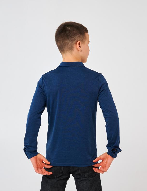Поло для мальчика Smil Интерлок 164 см Синий меланж (114105) - фото 5