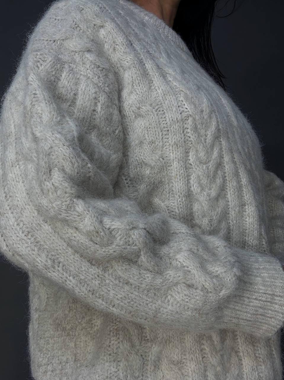 Светр жіночий A-N 3324 крупна в’язка букле коси довгий OS Молочний (5974) - фото 5