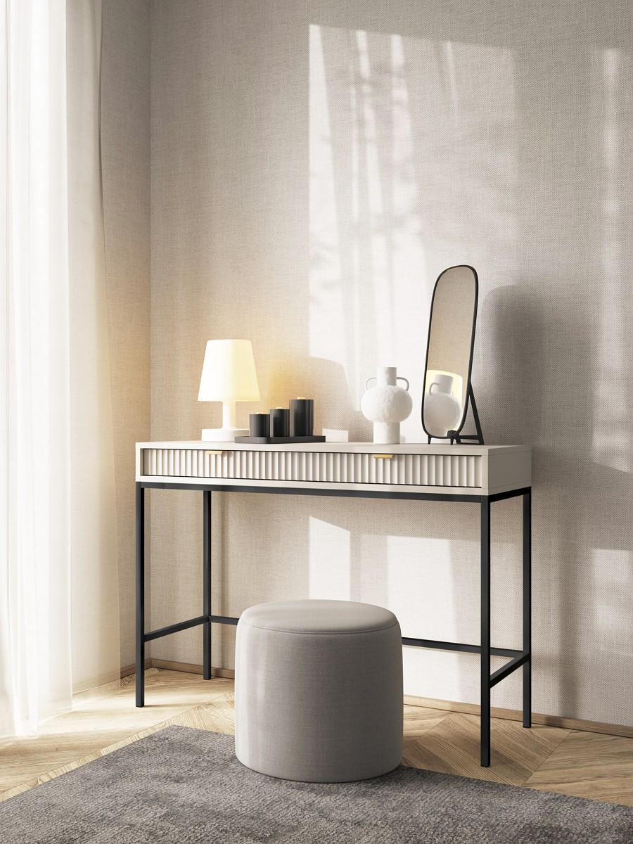 Стіл туалетний Perfect Home Nova T104 з 2 шухлядами та чорними ніжками Кашемір (PFH-091270) Стіл туалетний Perfect Home Nova T104 з 2 шухлядами та чорними ніжками Кашемір (PFH-091270)