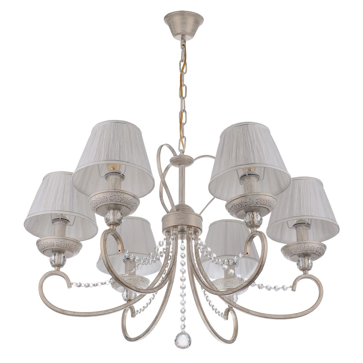 Люстра подвесная классическая Brille BCL-729S/6 E14 WH/G с абажуром