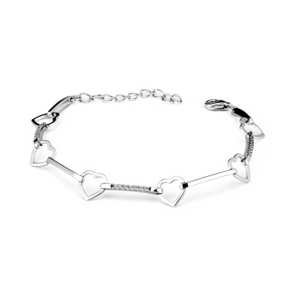 Браслет на руку серця срібло 925 проби родоване 3,88 г 17-20 см (1696б)