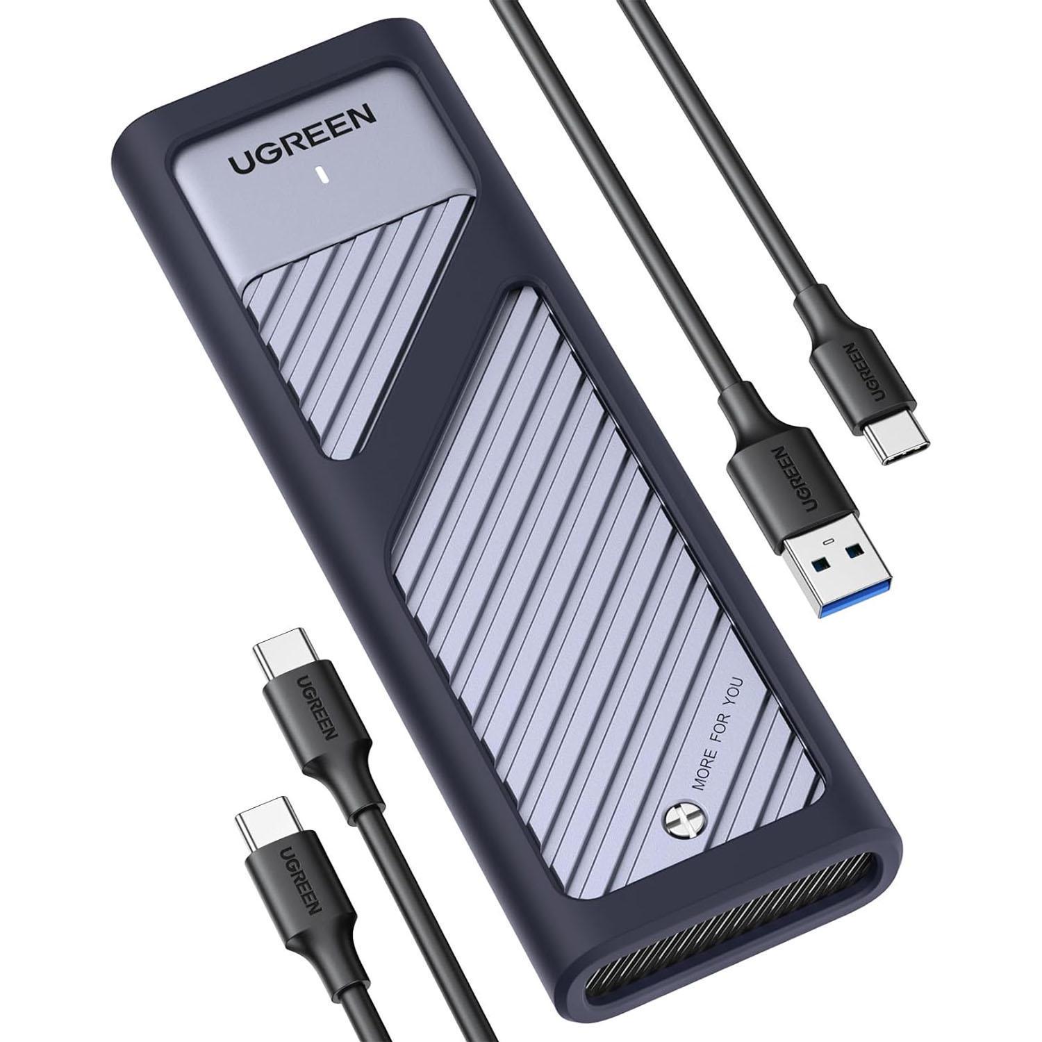 Корпус UGREEN для M.2 NVME PCI-e SSD дисків 10 Гбіт/с з кабелями M та B&M 2230/2242/2260/2280 Сірий (15511)