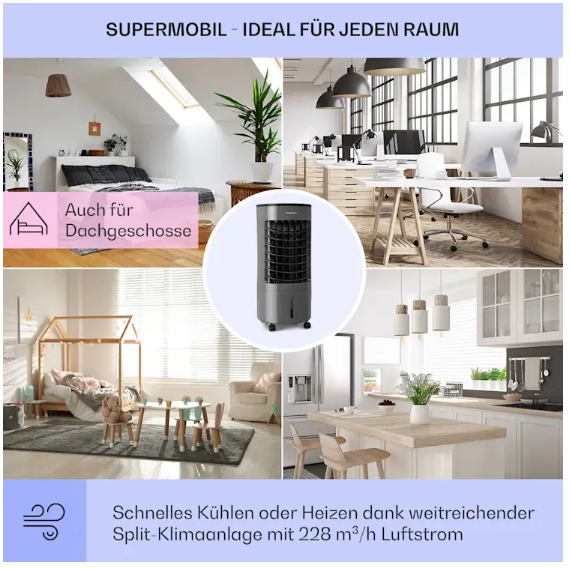 Вентилятор-повітроохолоджувач настільний KLARSTEIN Mistral 5в1 зі зволоженням повітря для дому 360 м³/год (10035795) - фото 8 Вентилятор-повітроохолоджувач настільний KLARSTEIN Mistral 5в1 зі зволоженням повітря для дому 360 м³/год (10035795) - фото 8