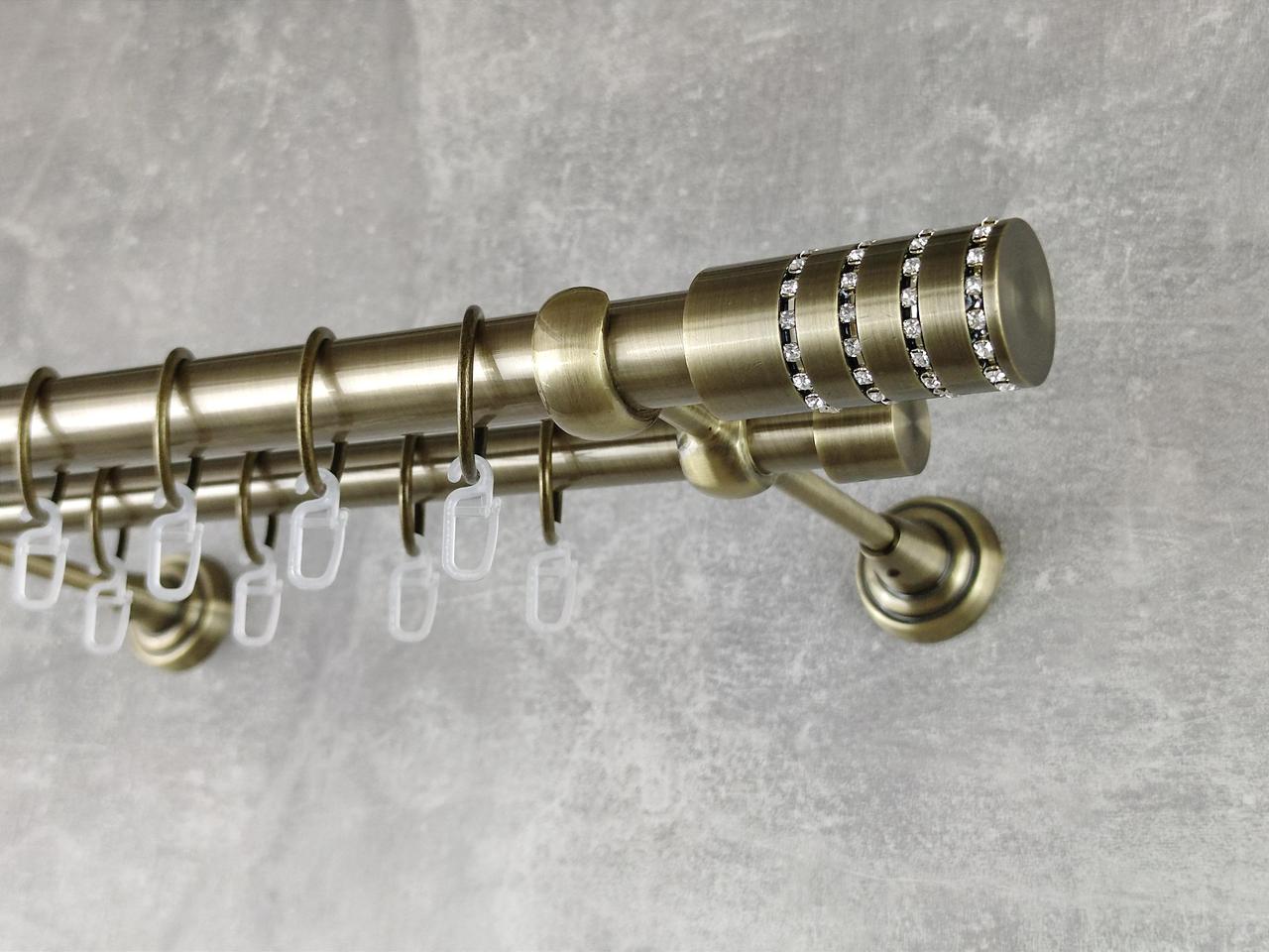 Карниз MStyle металлический для штор двухрядный Барамелла 25/19 мм гладкий 160 см Антик (5010632)