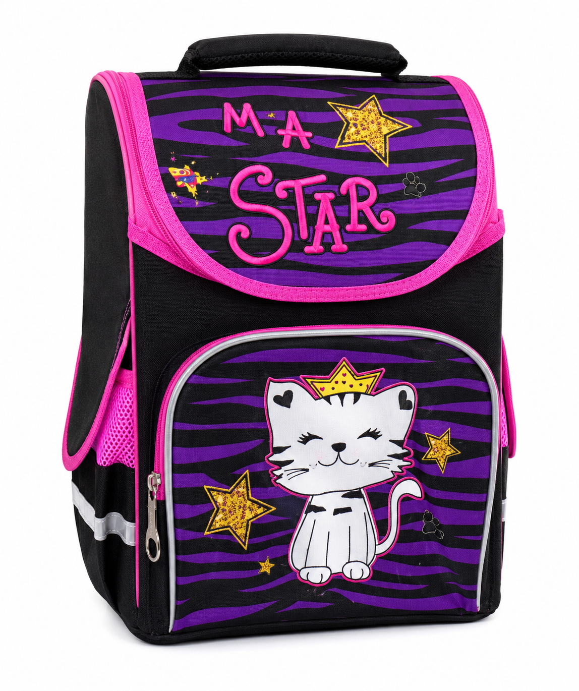 Рюкзак школьный для девочки Ma Star Kitty ортопедический каркасный 34х26х15 см Фиолетовый (38643)