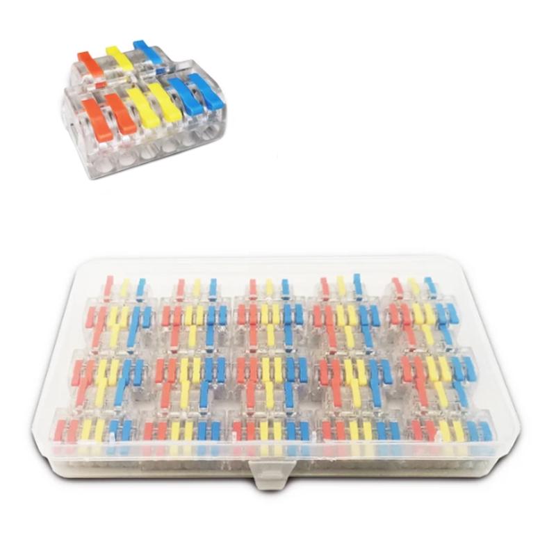 Набор клемм Tactix 0,08-4 мм2 32А 1-3+1-3+1-3 разветвитель одинарная 29,7х33,2х13 мм 15 шт. Разноцветный (DF-63T-15box)