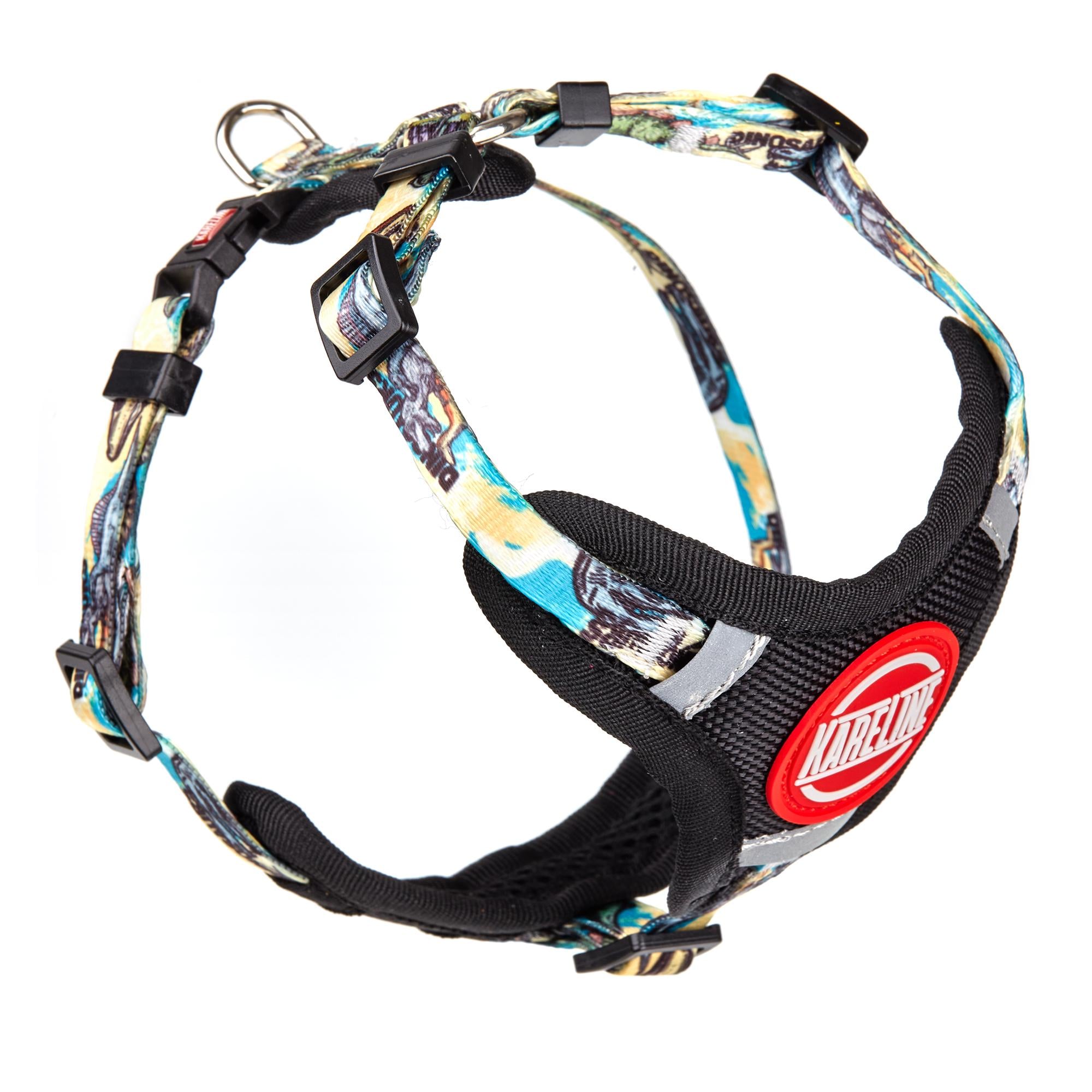 Шлея KareLine DINO из нейлона с узором логотипом и пластиковой пряжкой 10 мм А 220-300 мм В 280-380 мм (0880/8)