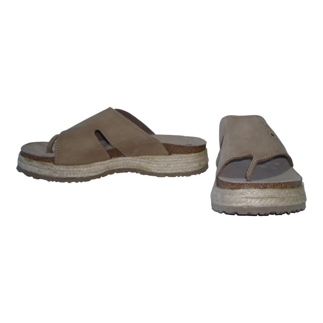 Шлепанцы-вьетнамки женские кожаные на платформе Okanagan р. 42 27,5 см Бежевый (2586060668)