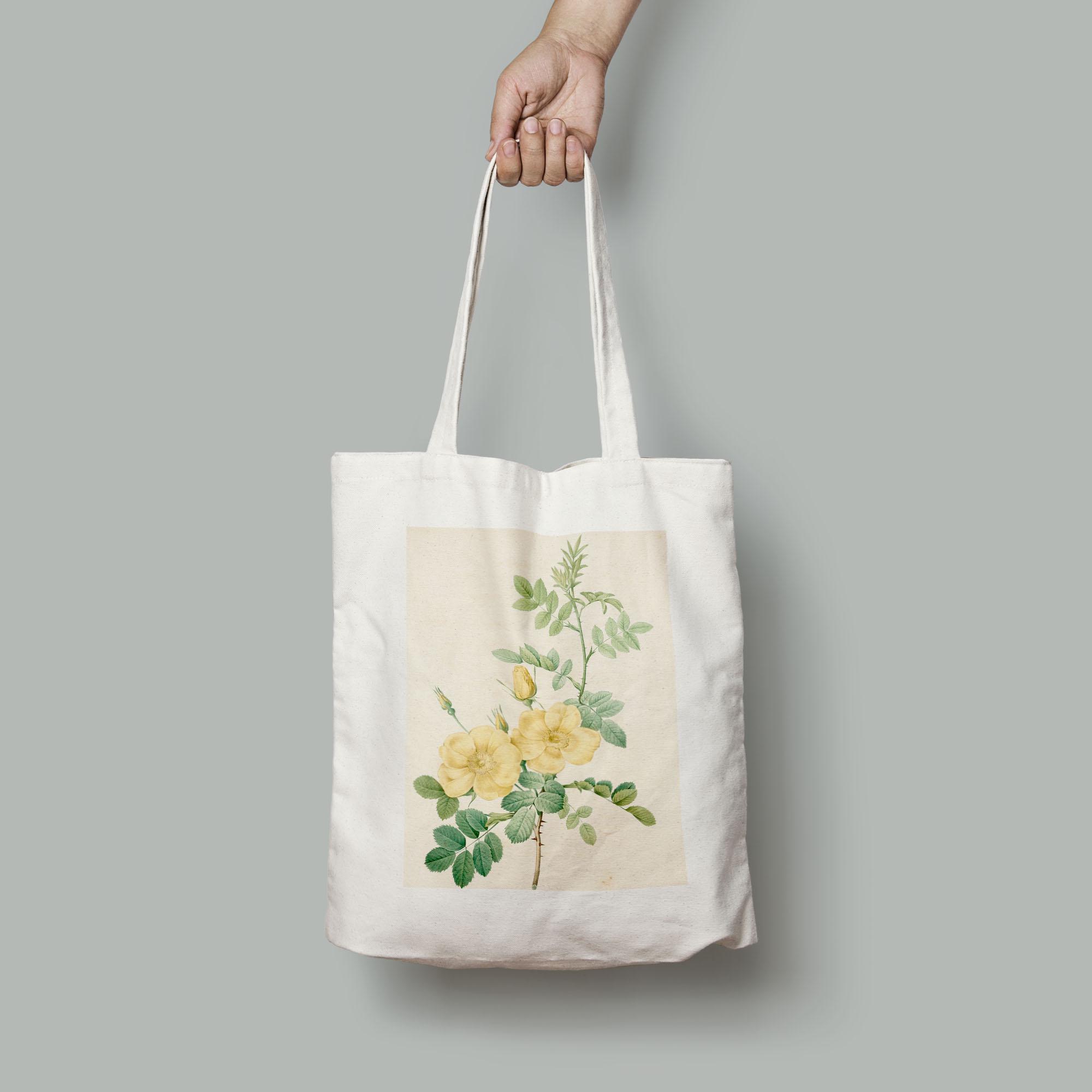 Эко-сумка Винтажная раскрашенная вручную литография Роза Эглантерия шопер (Flowers1921018_Bag)