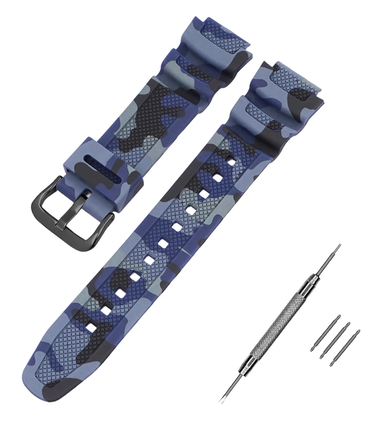 Ремінець для Casio G-Shock AQ-S800/AE-1200 Camo Dark Blue BK (3863)