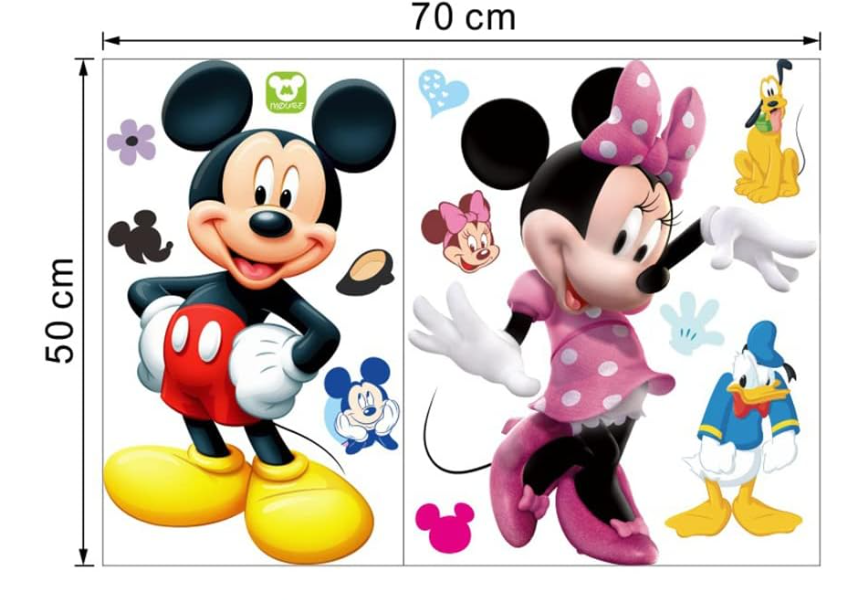 Набір вінілових наліпок Міккі та Мінні Маус для дитячої кімнати для дівчаток і хлопчиків 50х70 см - фото 7 Набір вінілових наліпок Міккі та Мінні Маус для дитячої кімнати для дівчаток і хлопчиків 50х70 см - фото 7