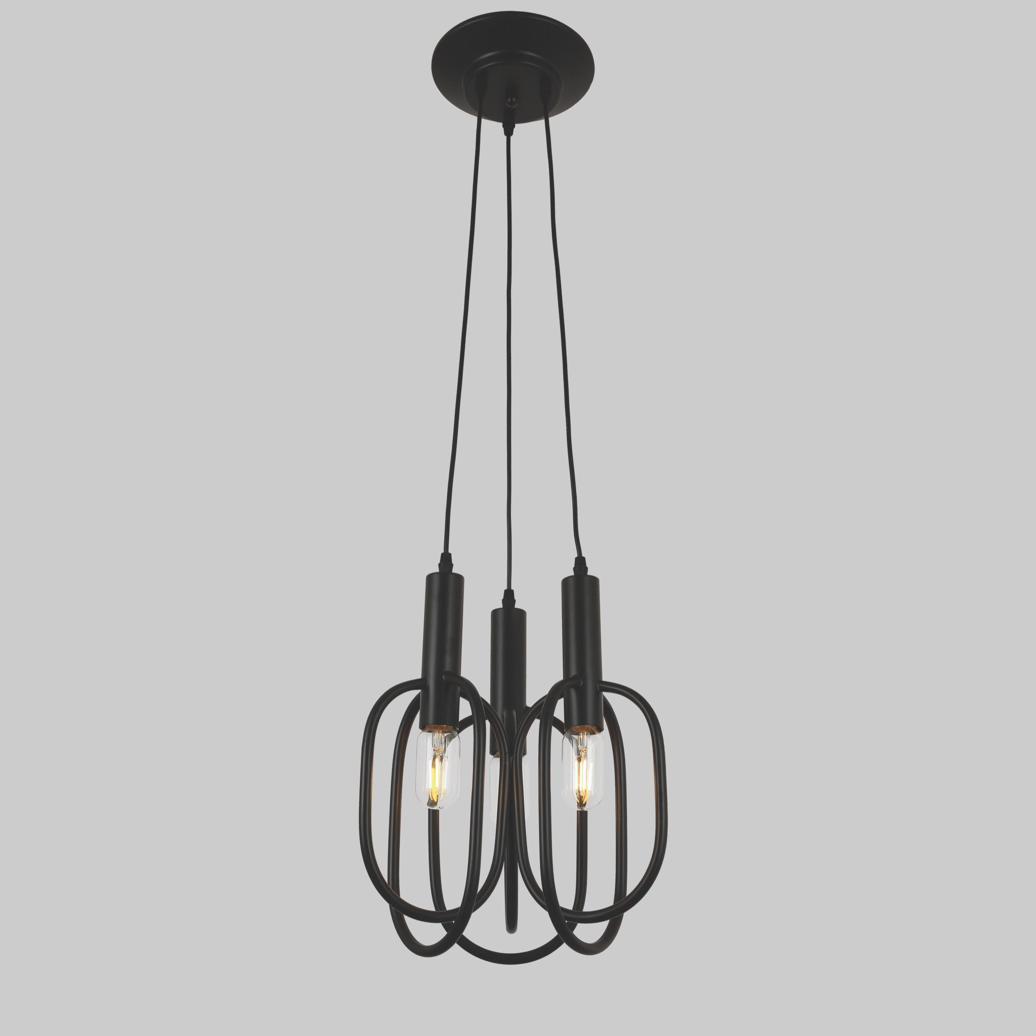 Люстра Oval подвесная на 3 лампочки Черный