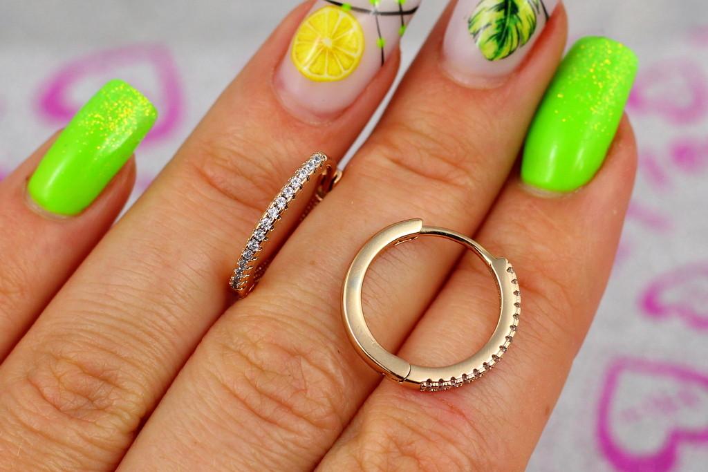 Серьги Xuping Jewelry кольца с камнями тонкие 1,7 см Золотистый