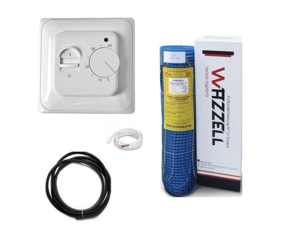 Мат нагревательный двужильный Wazzell Easyheat 2000 Вт 10 м² с механическим терморегулятором (287761)