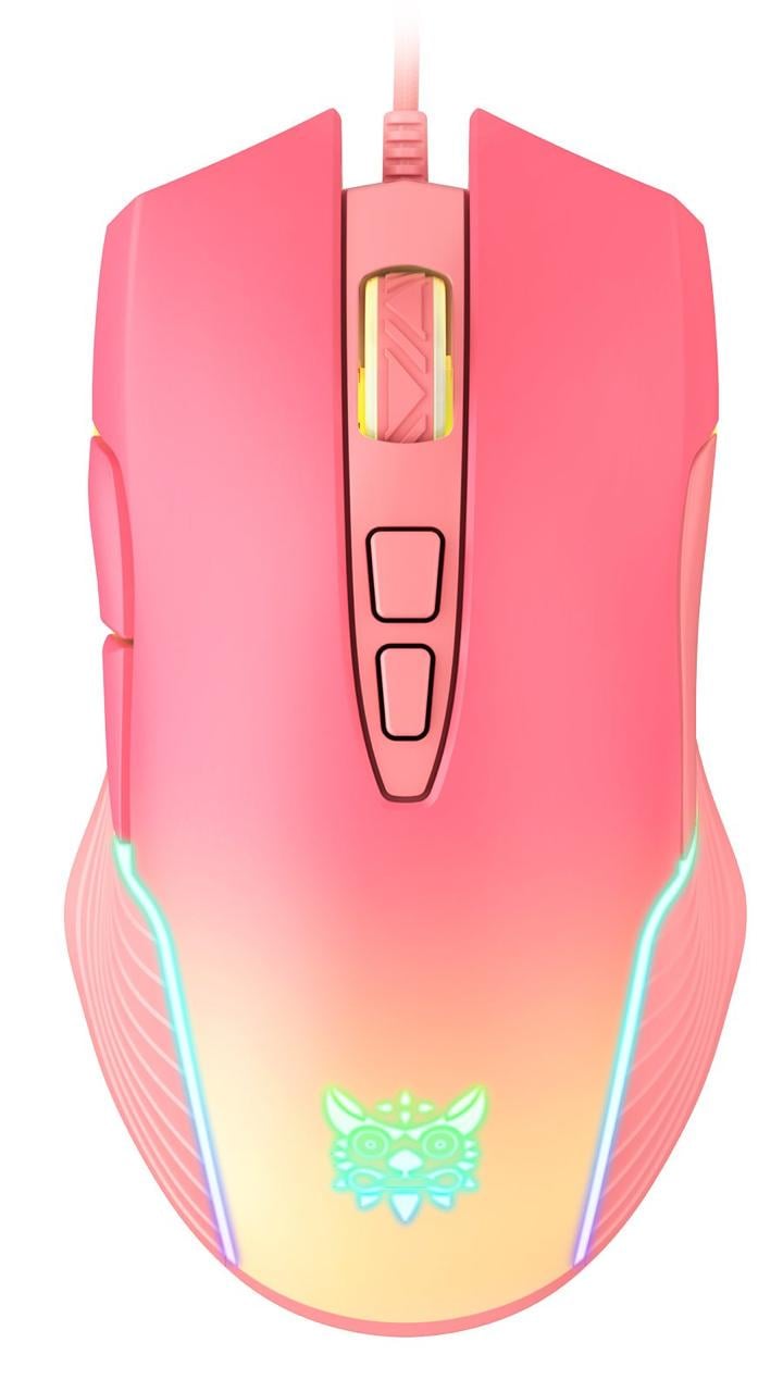 Мышка игровая Onikuma CW-93 Pro 6400 DPI 7 проводных кнопок с RGB подсветкой Розовый (4387977)