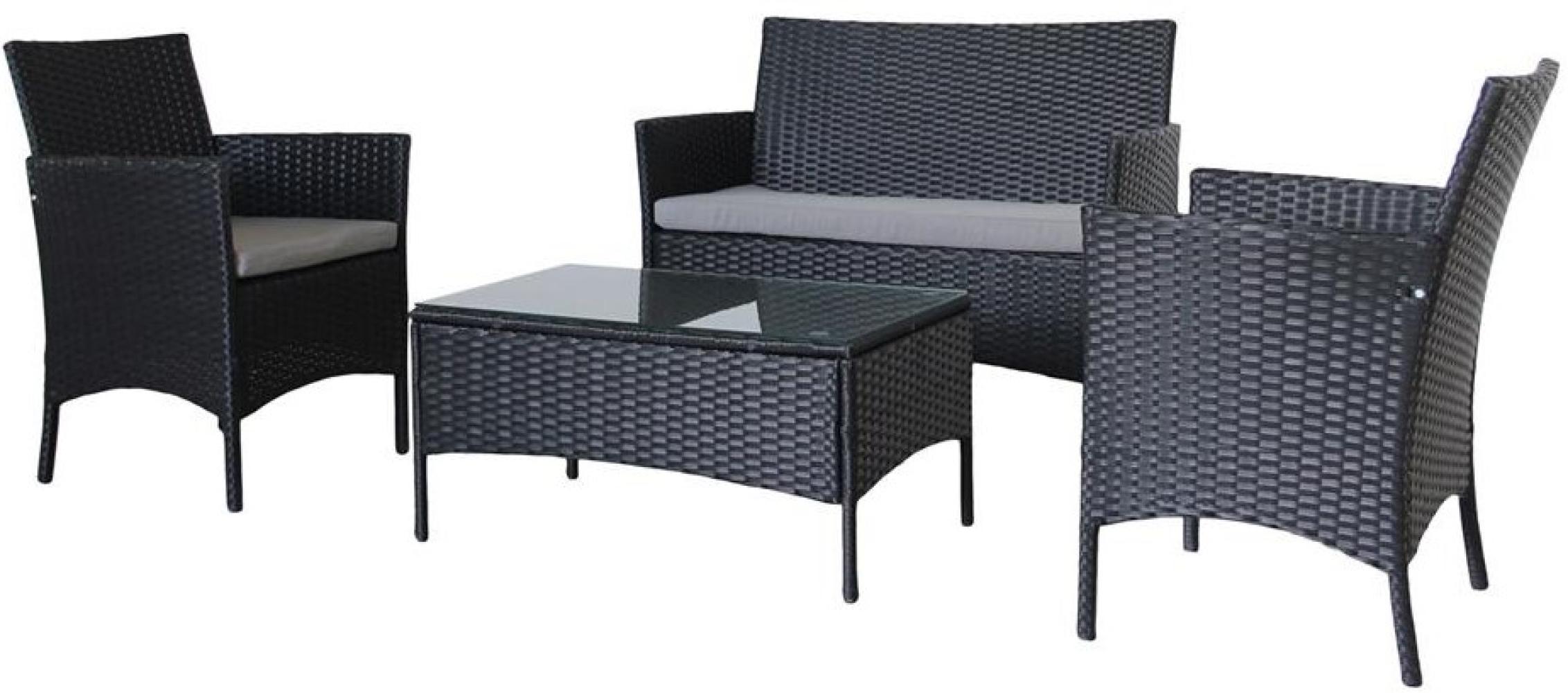 Комплект садовой мебели Bonro B-6210 4в1 стол/диван/2 стула из ротанга Черно-серый (21-76-42400513)