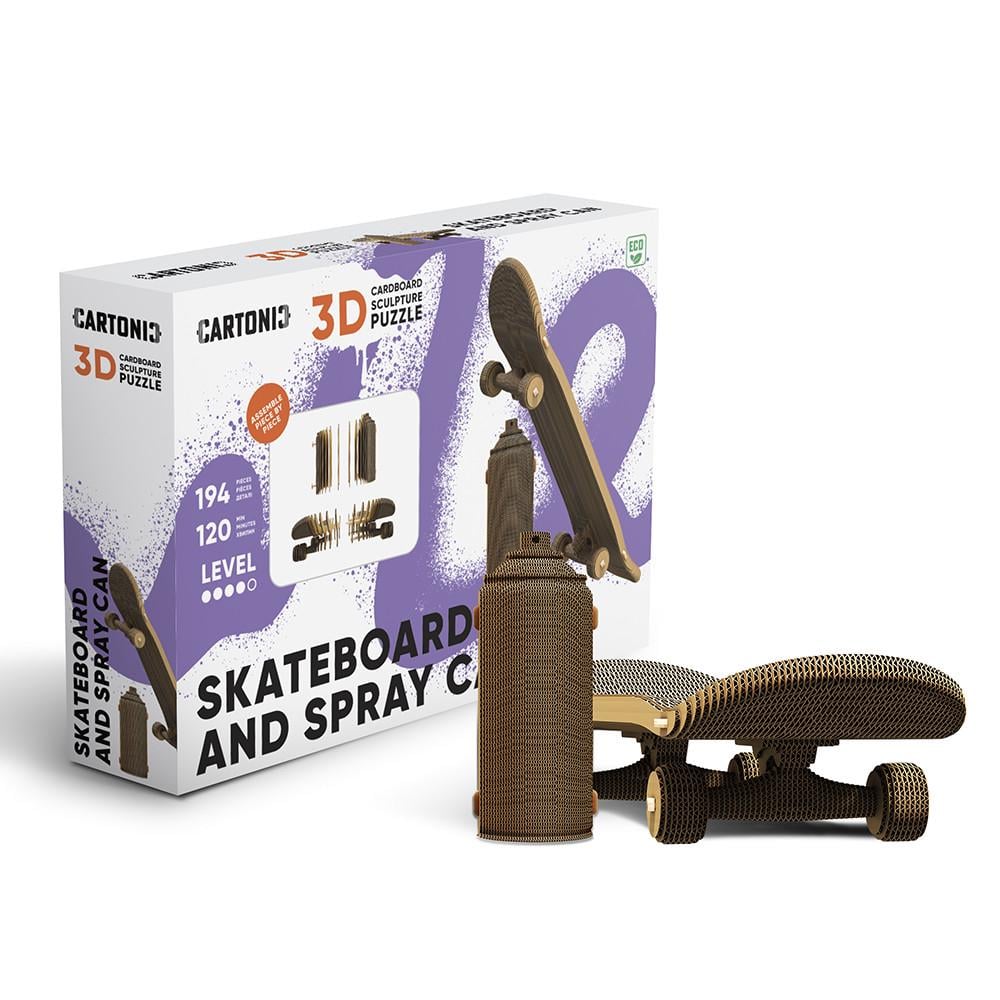 Пазл-конструктор 3D картонный Cartonic 3D Puzzle Skateboard and spray can Скейтборд и спрей 2в1 (33394514)