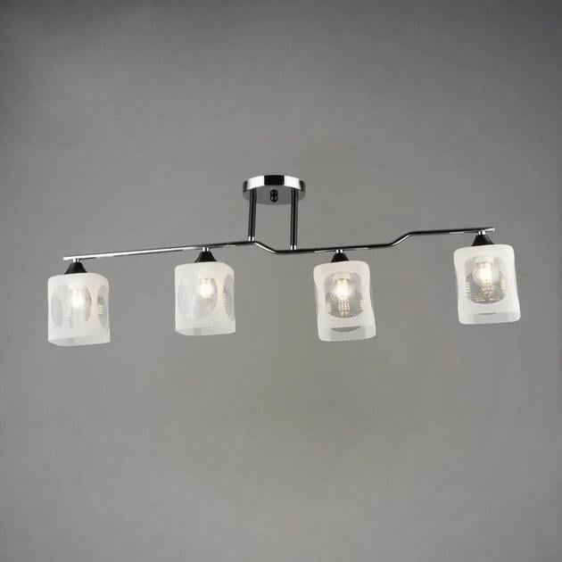 Люстра потолочная Valeso на четыре стеклянных плафона Е27 IP20 B K2284/4 CH+BK Черный/Хром (28686749)