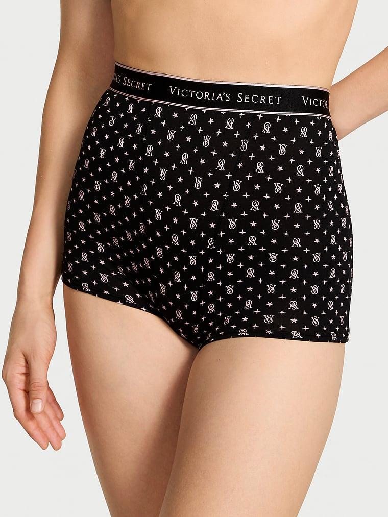 Трусики шорты женские Victoria's Secret Boyshort Logo High-Waist S Черный (989875236412)