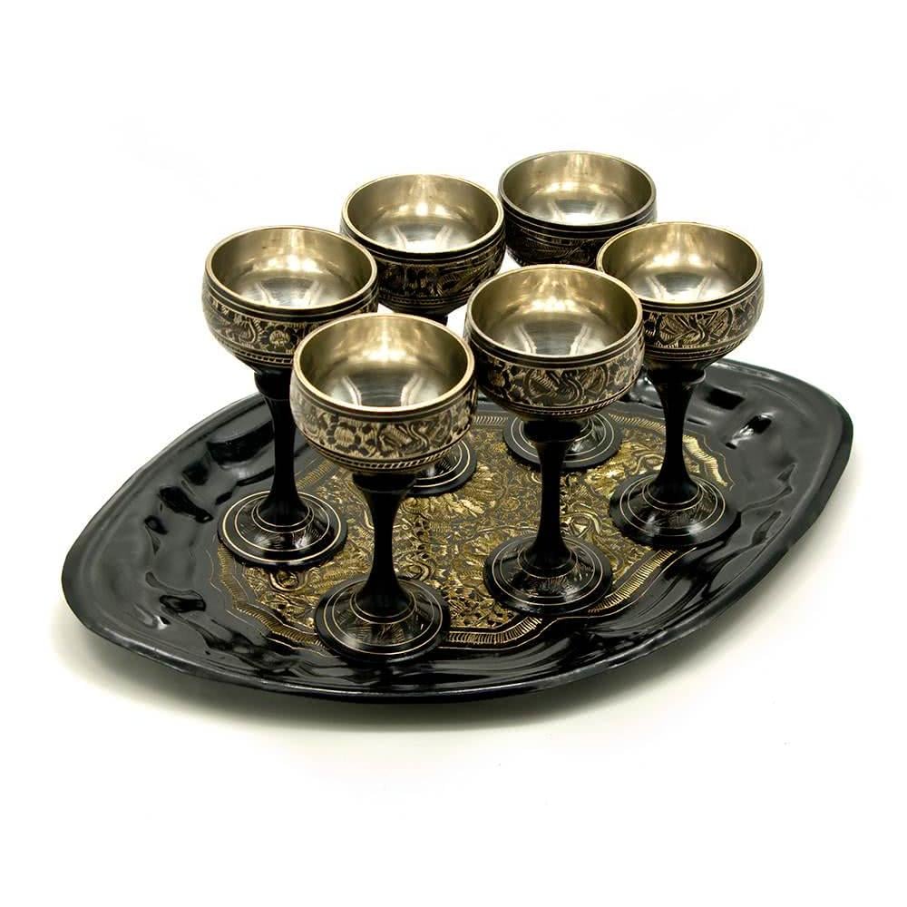 Набір чарок бронзових 50 мл h 11 см 6 шт. Чорний (25845)