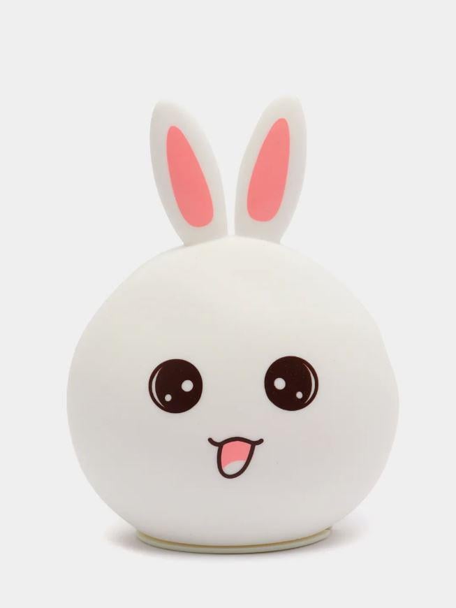 Нічник-світильник дитячий RIAS Зайчик силіконовий з рожевими вушками Білий - фото 3 Нічник-світильник дитячий RIAS Зайчик силіконовий з рожевими вушками Білий - фото 3