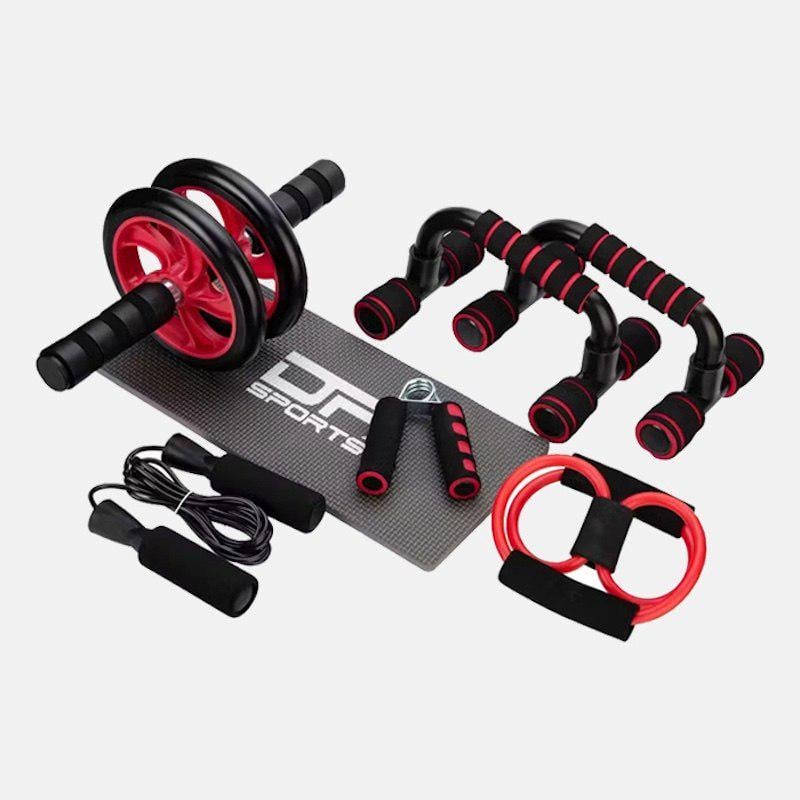 Набор спортивный 6в1 ролик/упоры/скакалка/эспандер/резинка/коврик