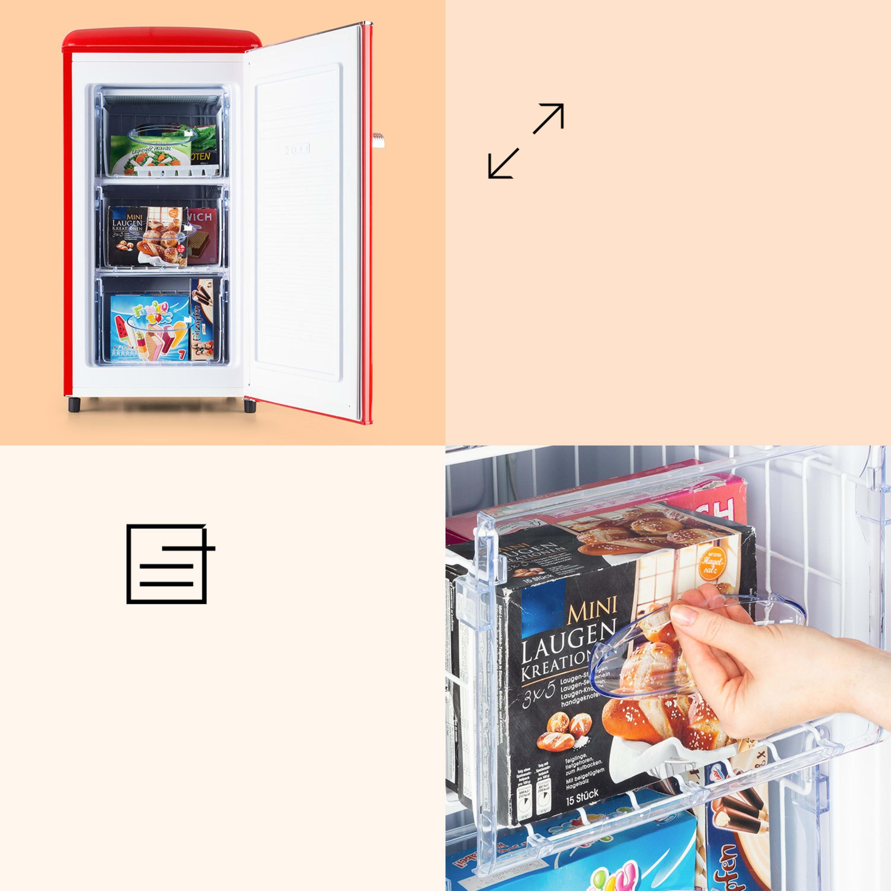 Морозильна камера Klarsten Laika 3 ящика ретро стиль 60 л Червоний (10045801) - фото 3