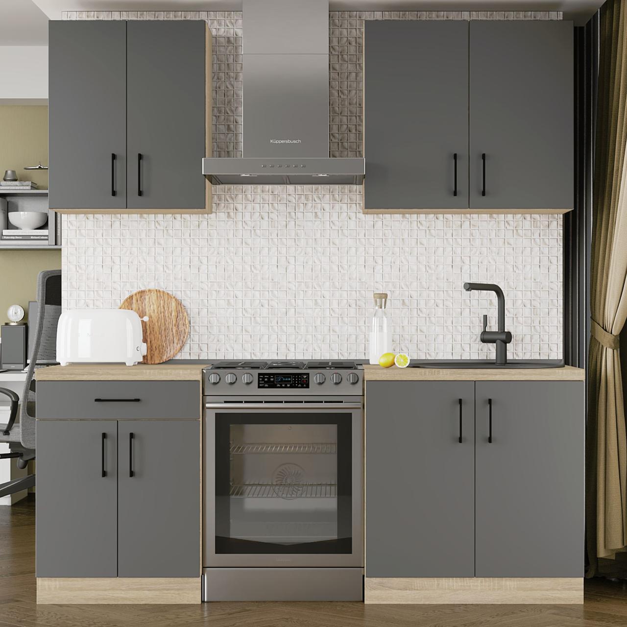 Комплект кухні К-2 Еверест Оптіма зі стільницею 1,9 м Графітовий (ЕК-25006) - фото 1 Комплект кухні К-2 Еверест Оптіма зі стільницею 1,9 м Графітовий (ЕК-25006) - фото 1