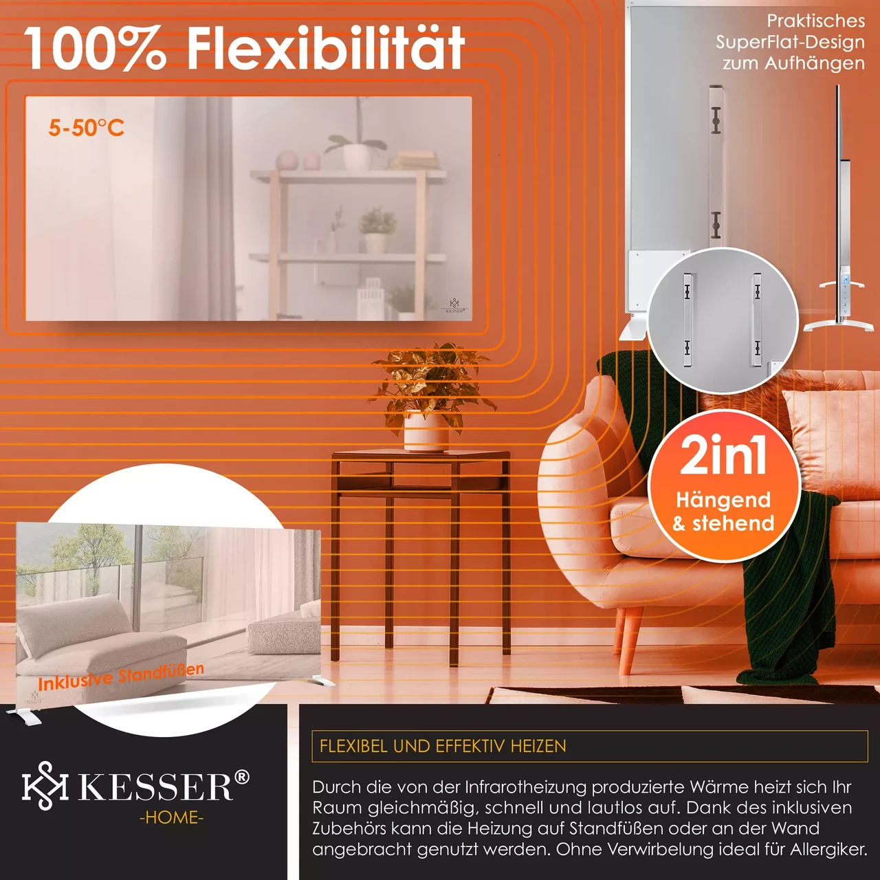 Инфракрасный обогреватель KESSER 50°C 600 Вт (225852449725-600) - фото 8 Инфракрасный обогреватель KESSER 50°C 600 Вт (225852449725-600) - фото 8