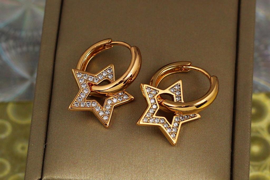 Серьги Xuping Jewelry со съемными звездами из фианитов 2.5 см Золотистый (2142250180)