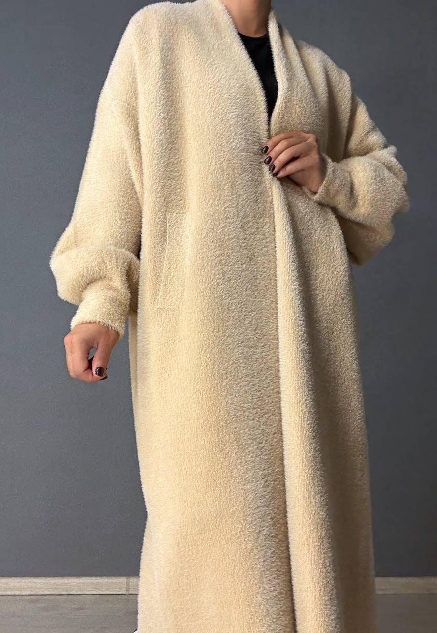 Кардиган женский Fancy Matinee 30740 ангора длинный с карманами OS Бежевый (4869) - фото 8