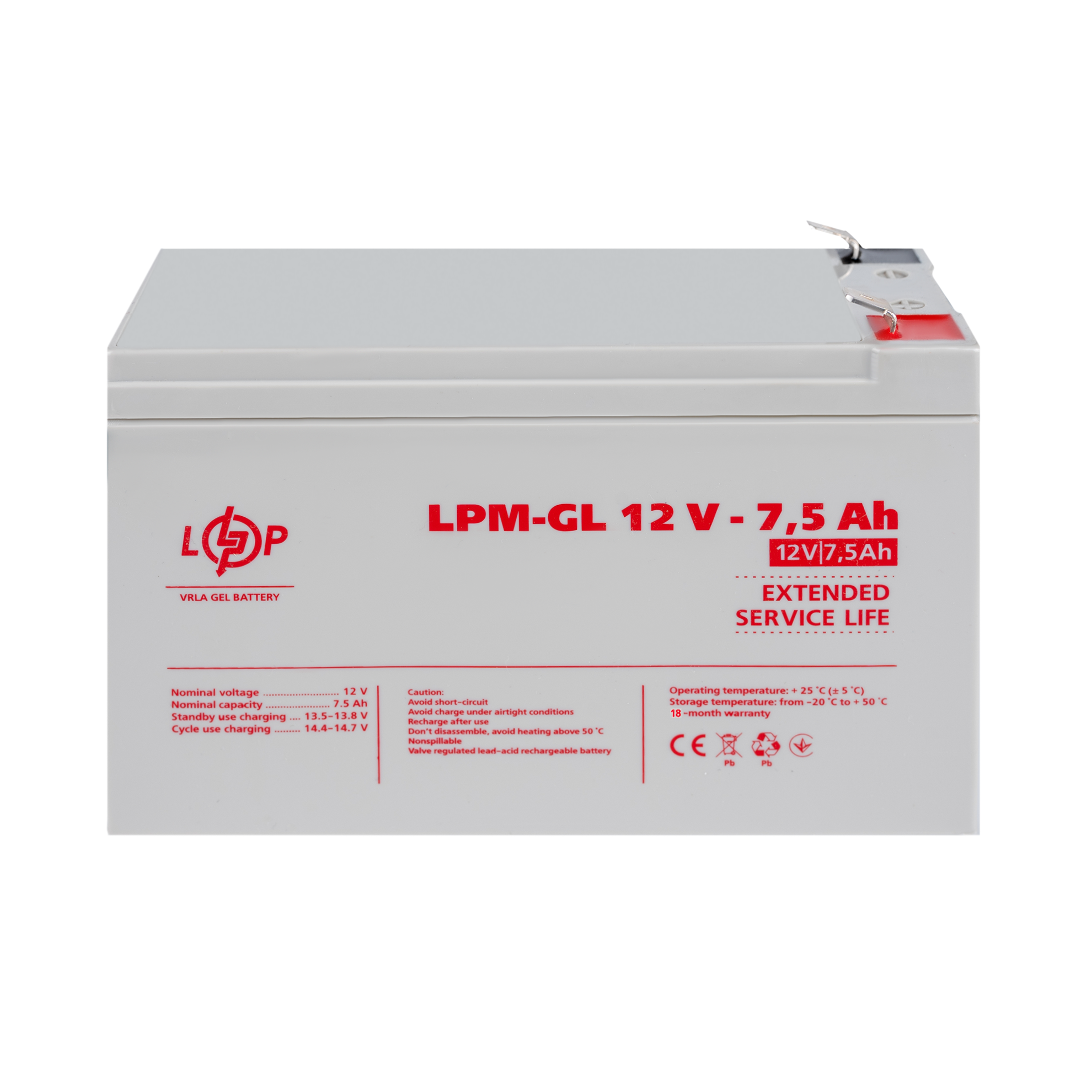 Аккумулятор гелевый LPM-GL 12V-7,5 Ah - фото 2 Аккумулятор гелевый LPM-GL 12V-7,5 Ah - фото 2