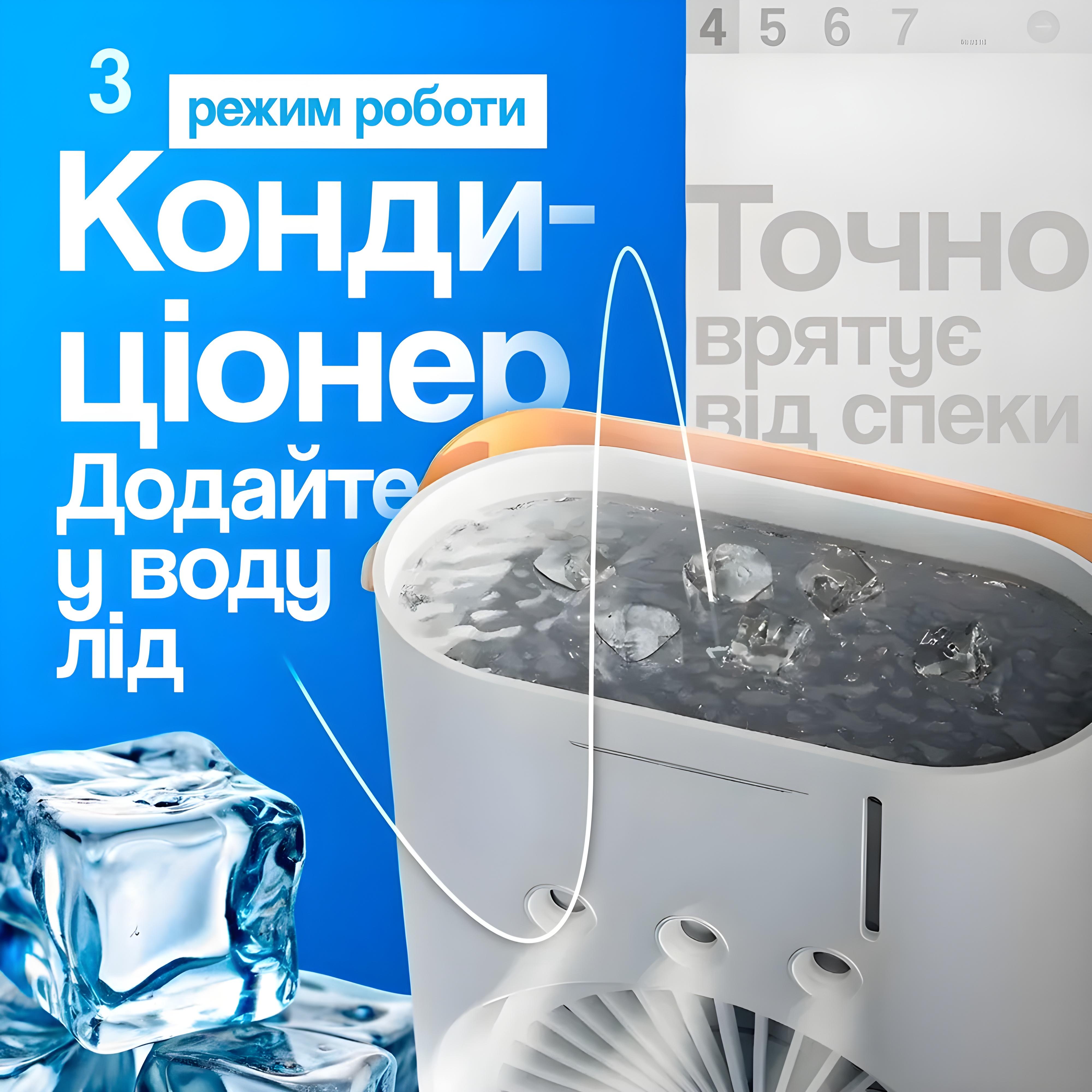 Вентилятор настільний подвійний BRS зволожувач повітря з охолодженням 3 швидкості з LED підсвічуванням White (500952659) - фото 5